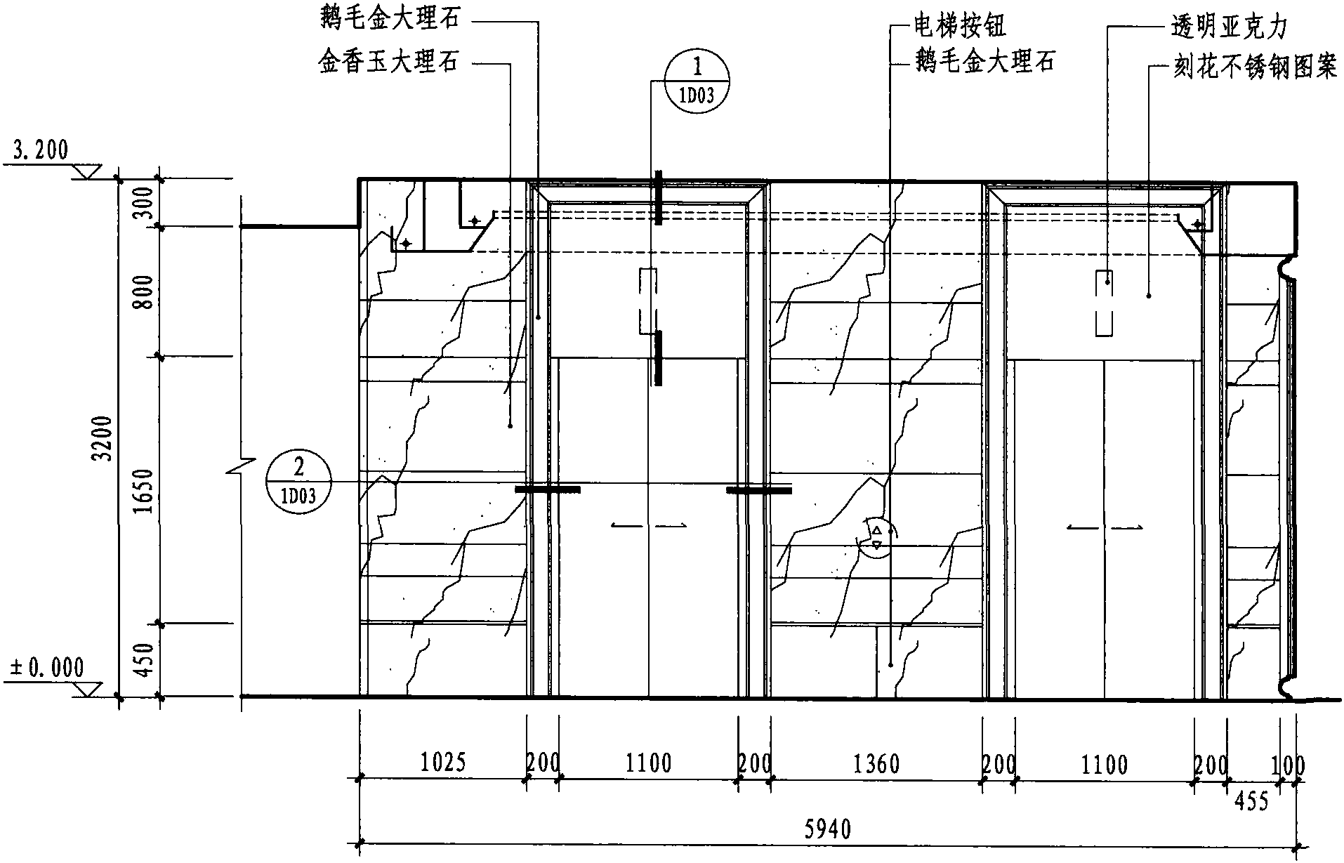 一层电梯间K立面图 1:50